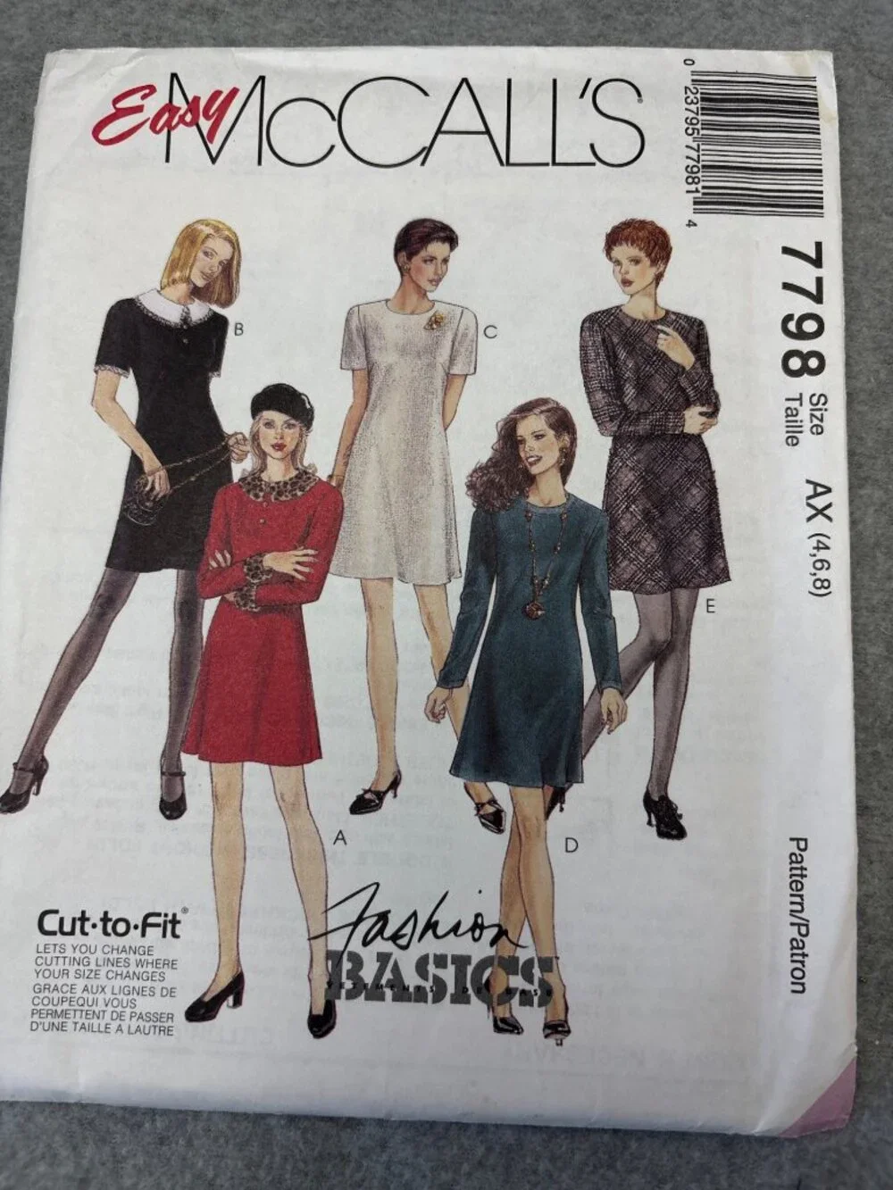 McCalls 7798 Misses Dress Sewing Pattern Size 4-6-8 Uncut 1995